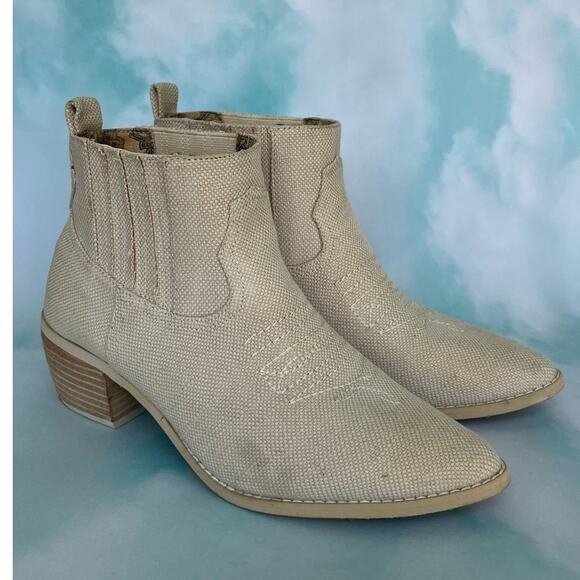 Band of Gypsies Shoes - Band of Gypsies Women's Western Booties Natural Linen Color Size 9.5 Breathable